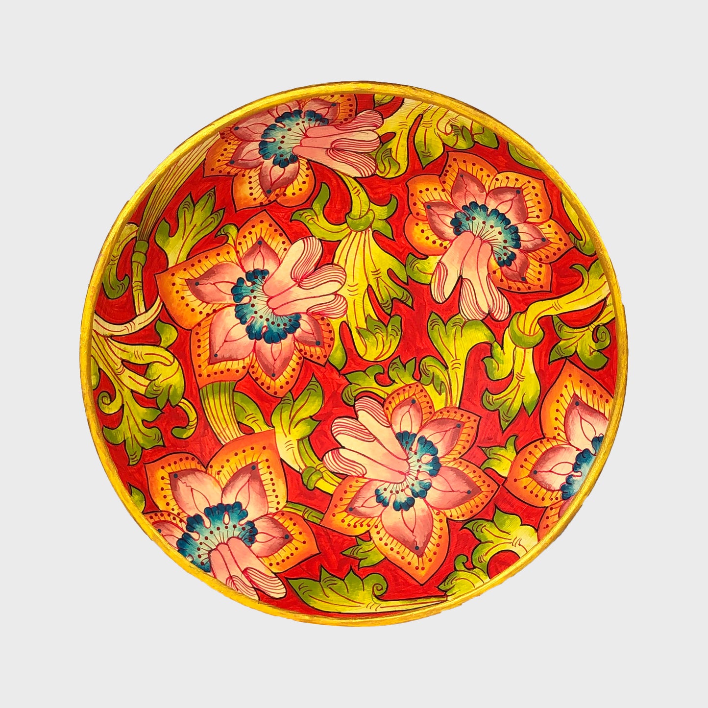 Painted Wooden Plate. Large