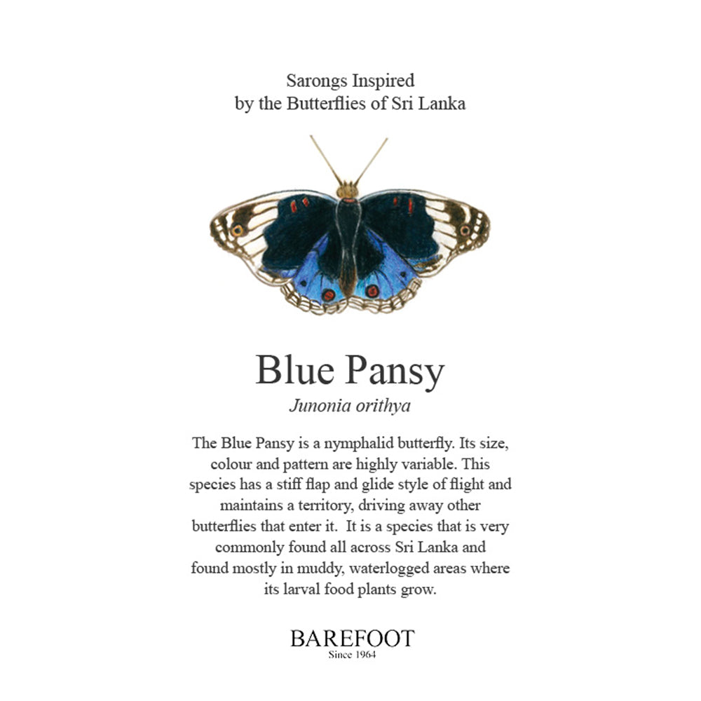 Designer Sarong. Blue Pansy . The Butterfly of Sri Lanka.