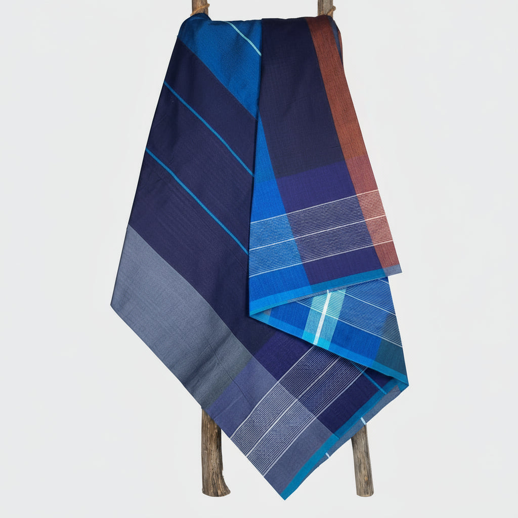 Designer Sarong: Ceylon Blue Oak Leaf