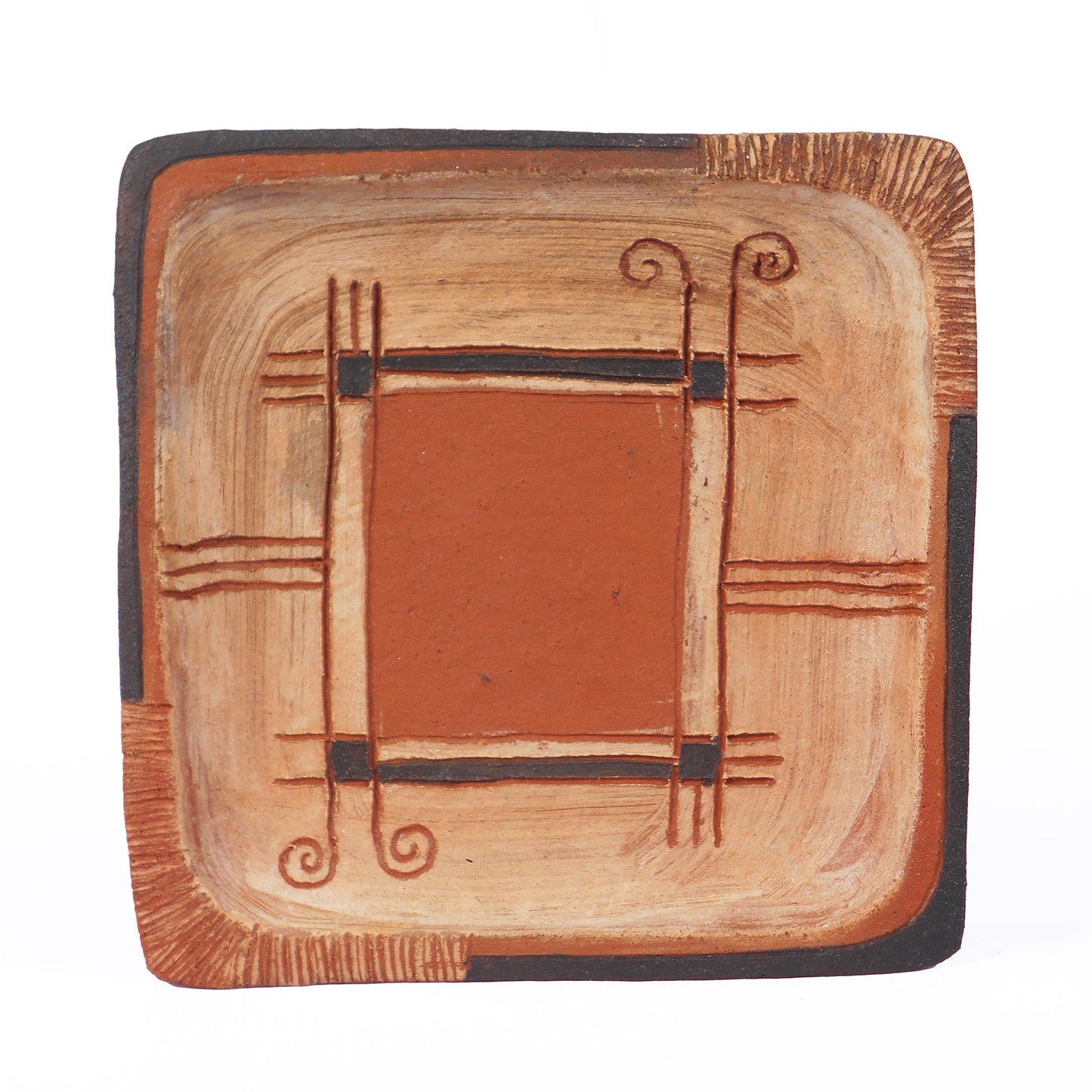 Terra Cotta Square Plate. 7" / 17.5cm Square