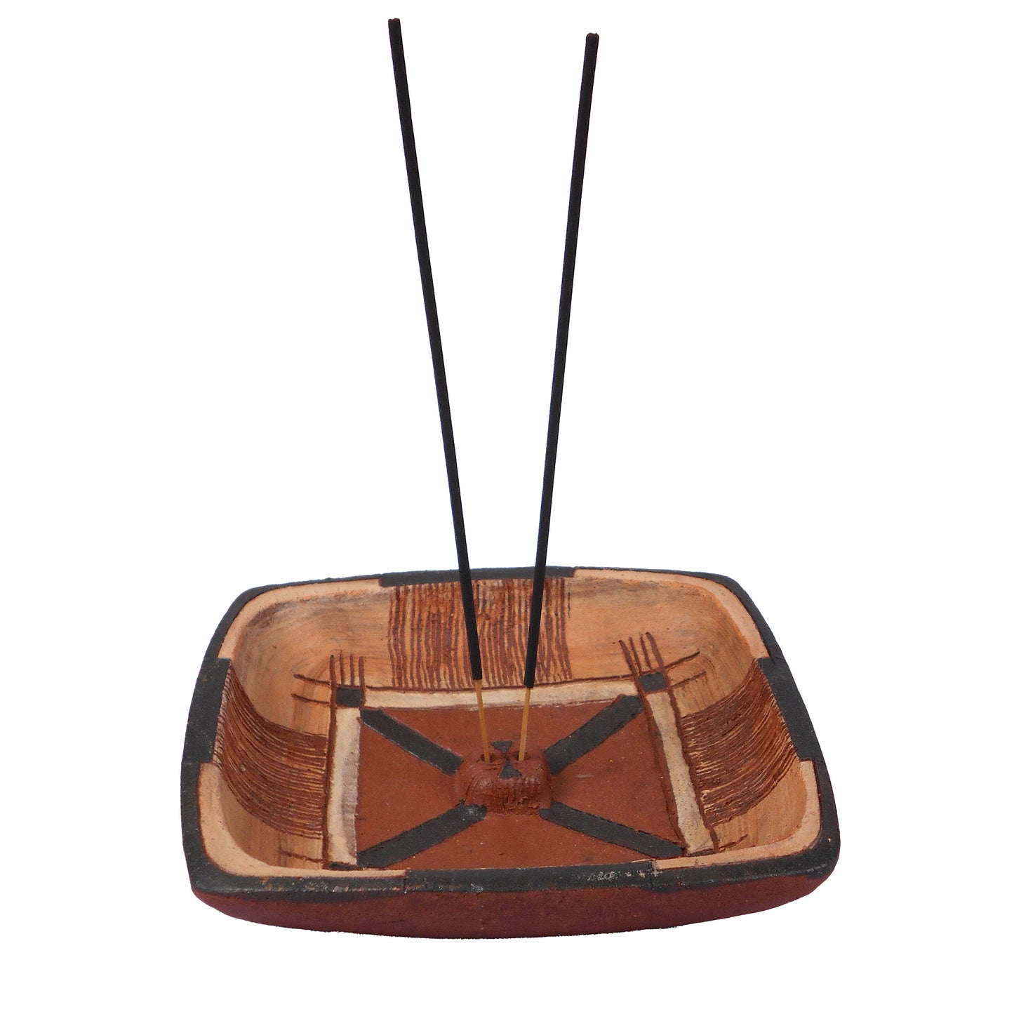 Terra Cotta Incense Holder Square. 7" / 17.5cm Square