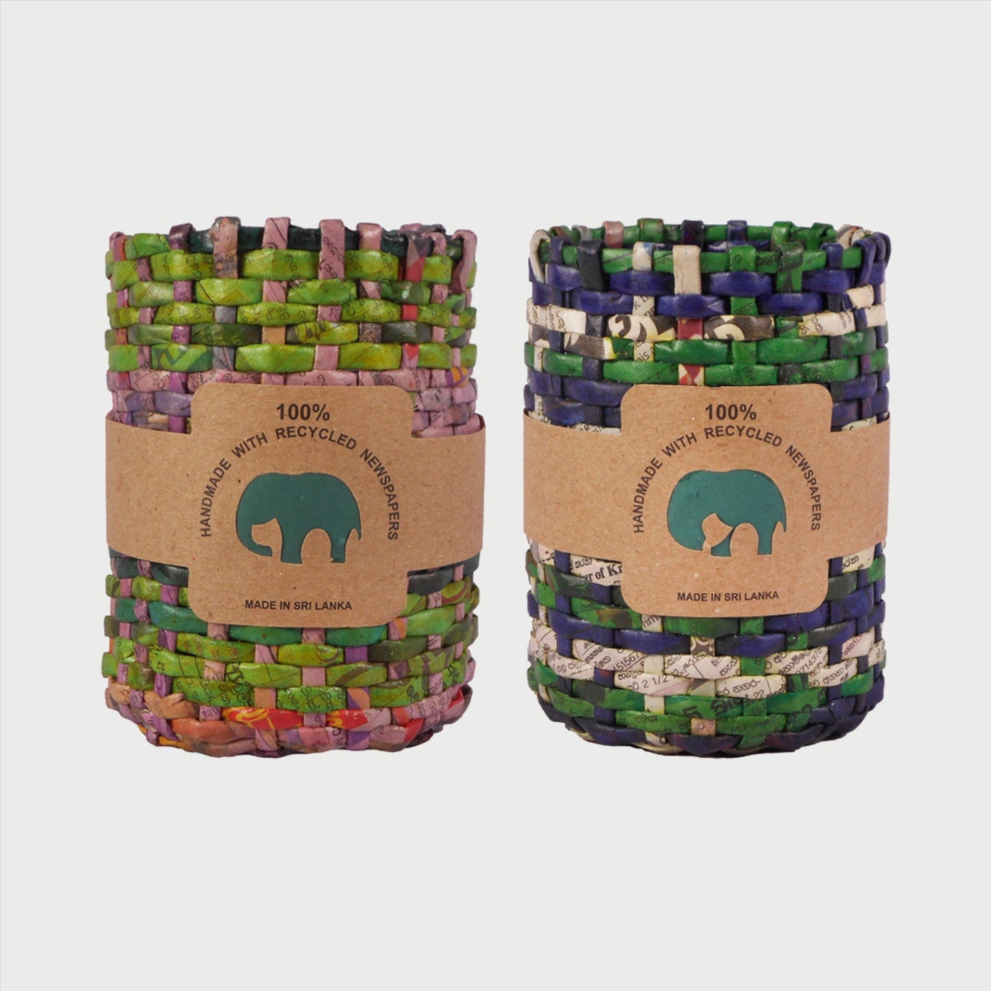 Recycled Paper Pen/Pencil Holders. Set of 2