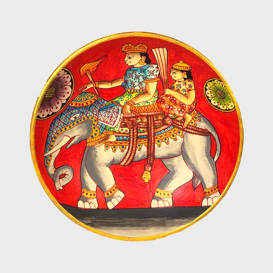 Painted Wooden Plate. Large