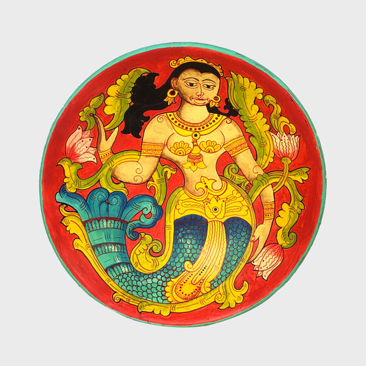 Painted Wooden Plate. Large
