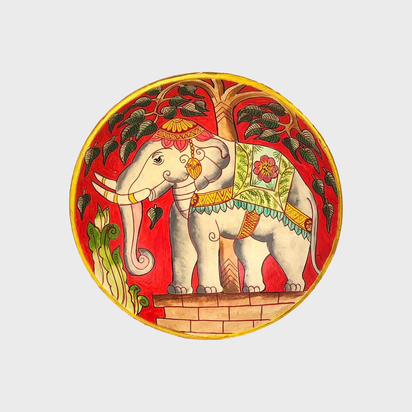 Painted Wooden Plate. Small
