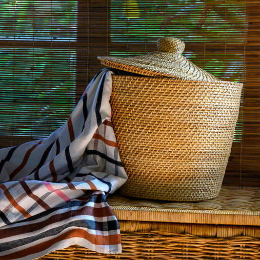 Cane Laundry Basket with Lid