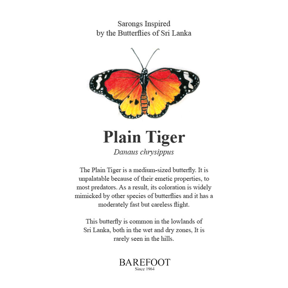 Designer Handwoven Sarong. Plain Tiger . The Butterfly of Sri Lanka.