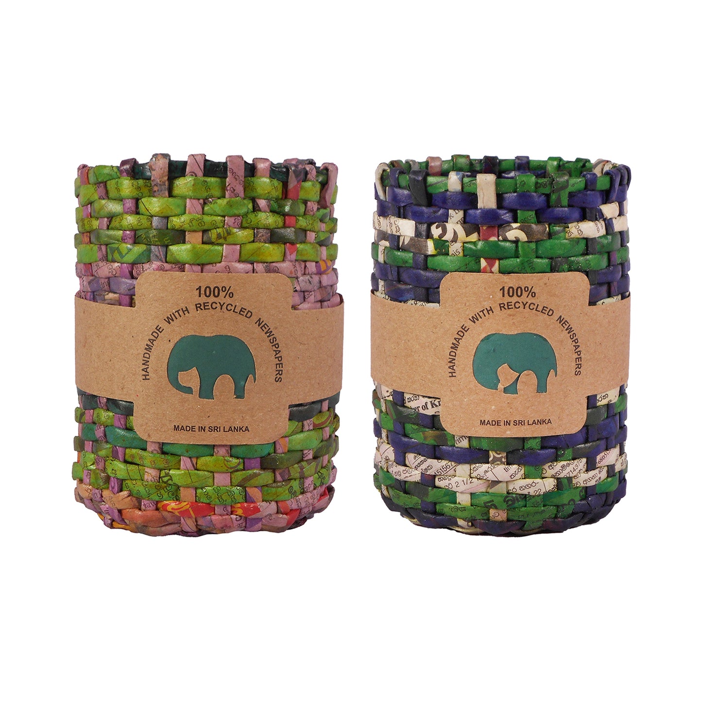 Recycled Paper Pen/Pencil Holders. Set of 2